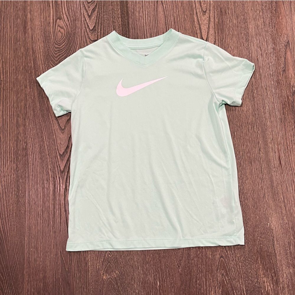 Nike Dri Fit T-Shirt Short Sleeve Crewneck Swoosh Logo Print Mint Green Large
